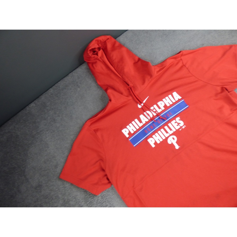 Nike Philadelphia Phillies Dri-FIT Short Sleeve Hoodie Mens XL Red MLB Baseball